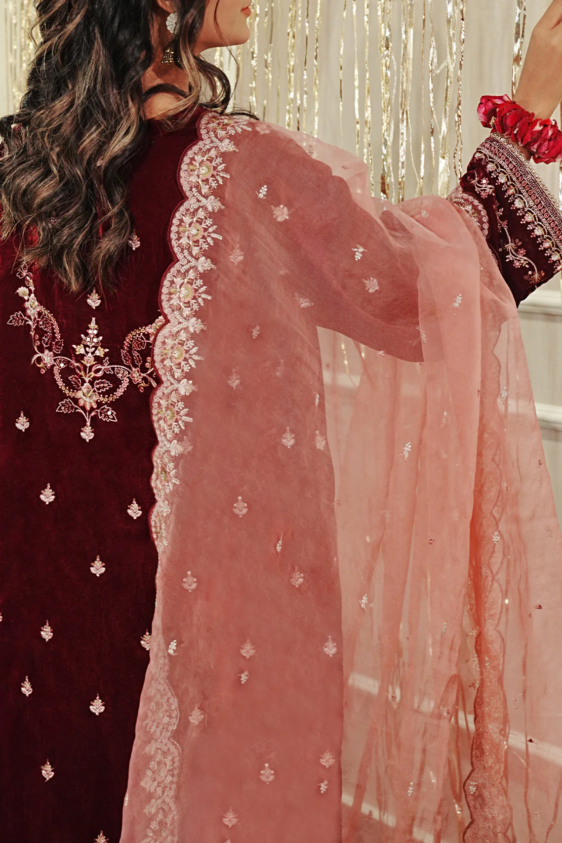Luxury Pret Embroidered Velvet Stitched 3 Piece - Image 4