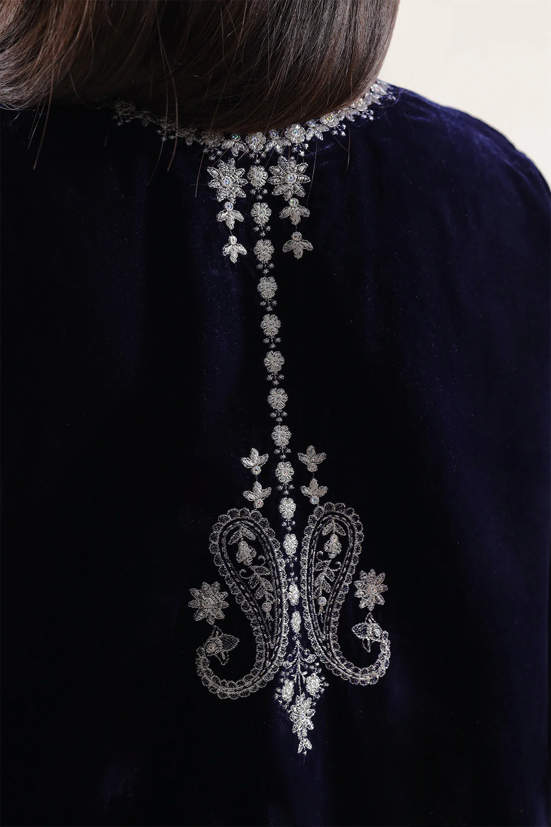Luxury Pret Embroidered Velvet Stitched 3 Piece - Image 4
