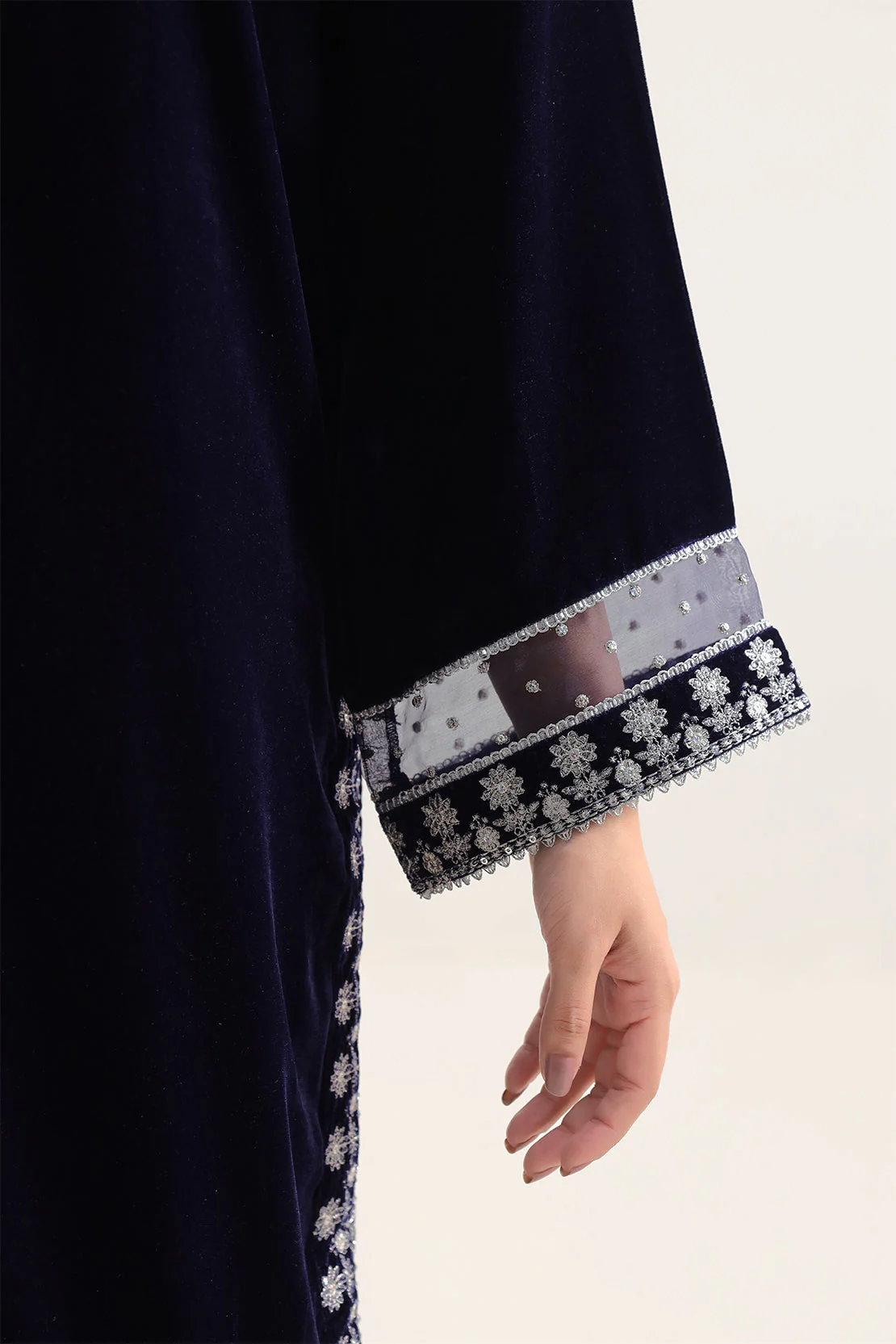 Luxury Pret Embroidered Velvet Stitched 3 Piece - Image 5