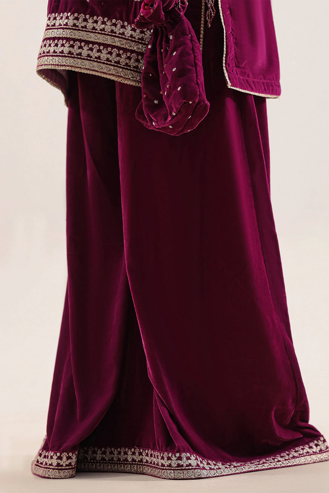 Luxury Pret Embroidered Velvet Stitched (Shirt/Trouser) - Image 5