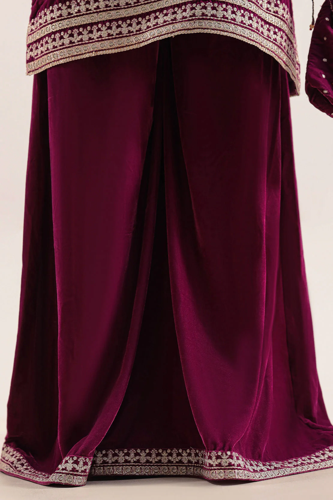 Luxury Pret Embroidered Velvet Stitched (Shirt/Trouser) - Image 6