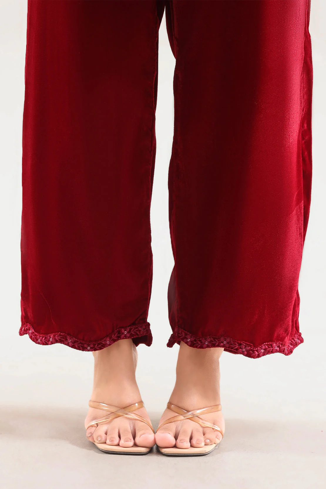 Luxury Pret Embroidered Velvet Stitched (Shirt/Trouser) - Image 5