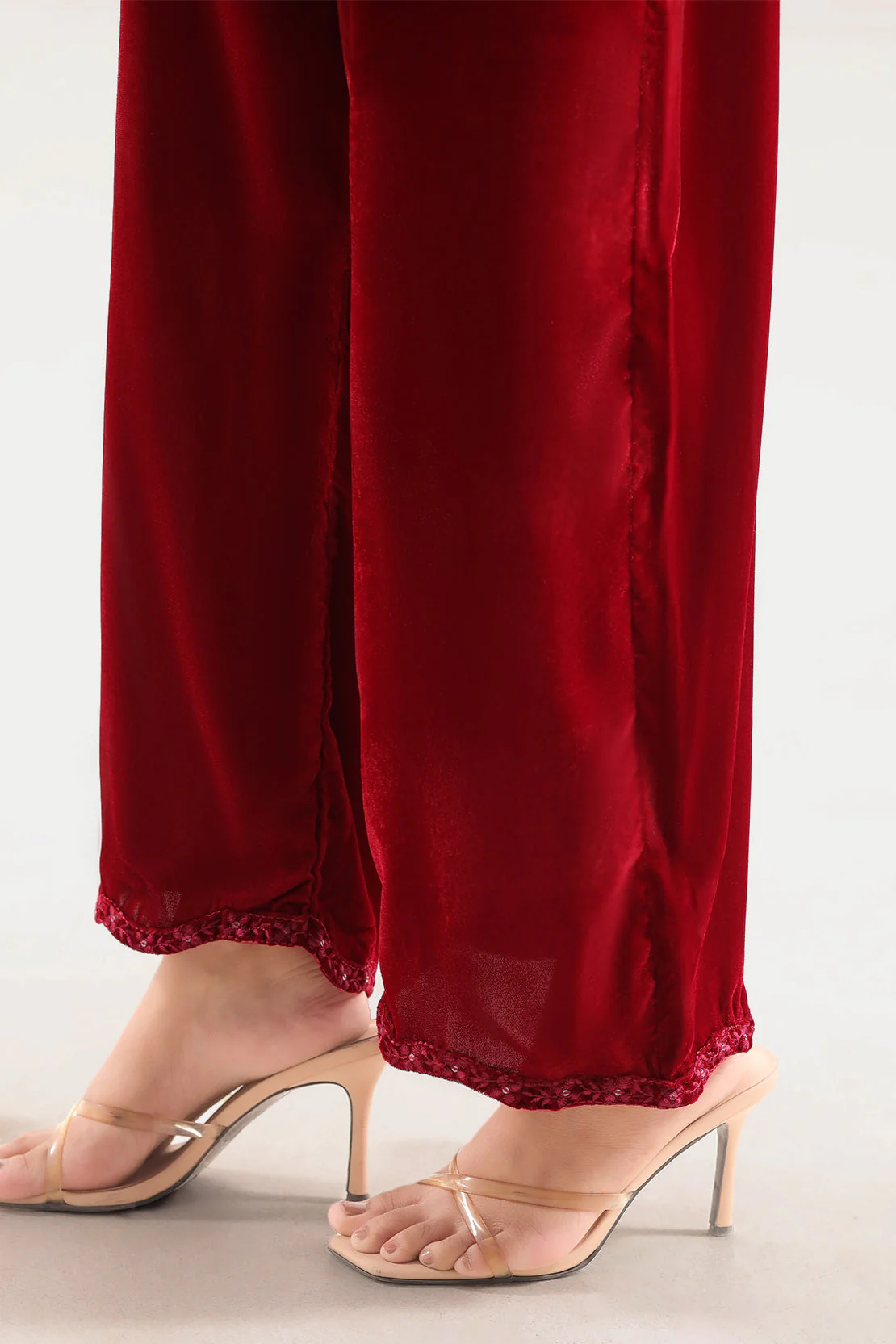 Luxury Pret Embroidered Velvet Stitched (Shirt/Trouser) - Image 6