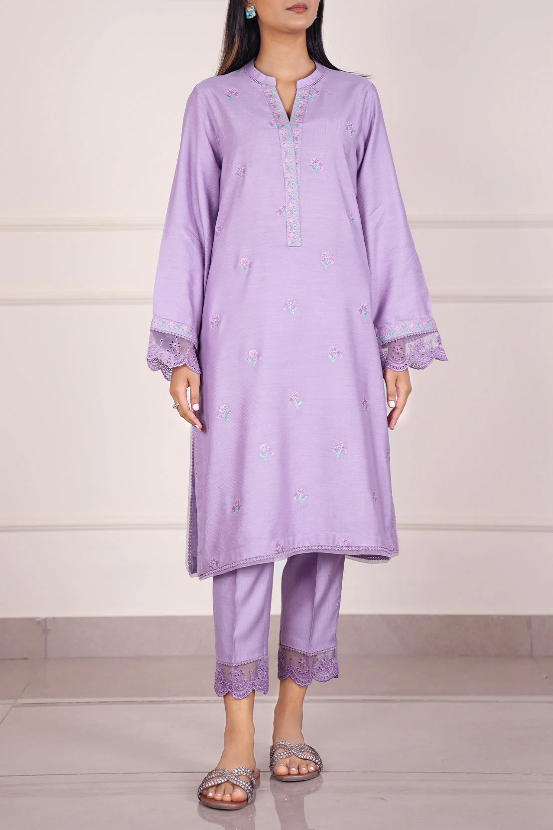 Luxury Pret Embroidered Zari Filament Stitched 2 Piece - Image 2