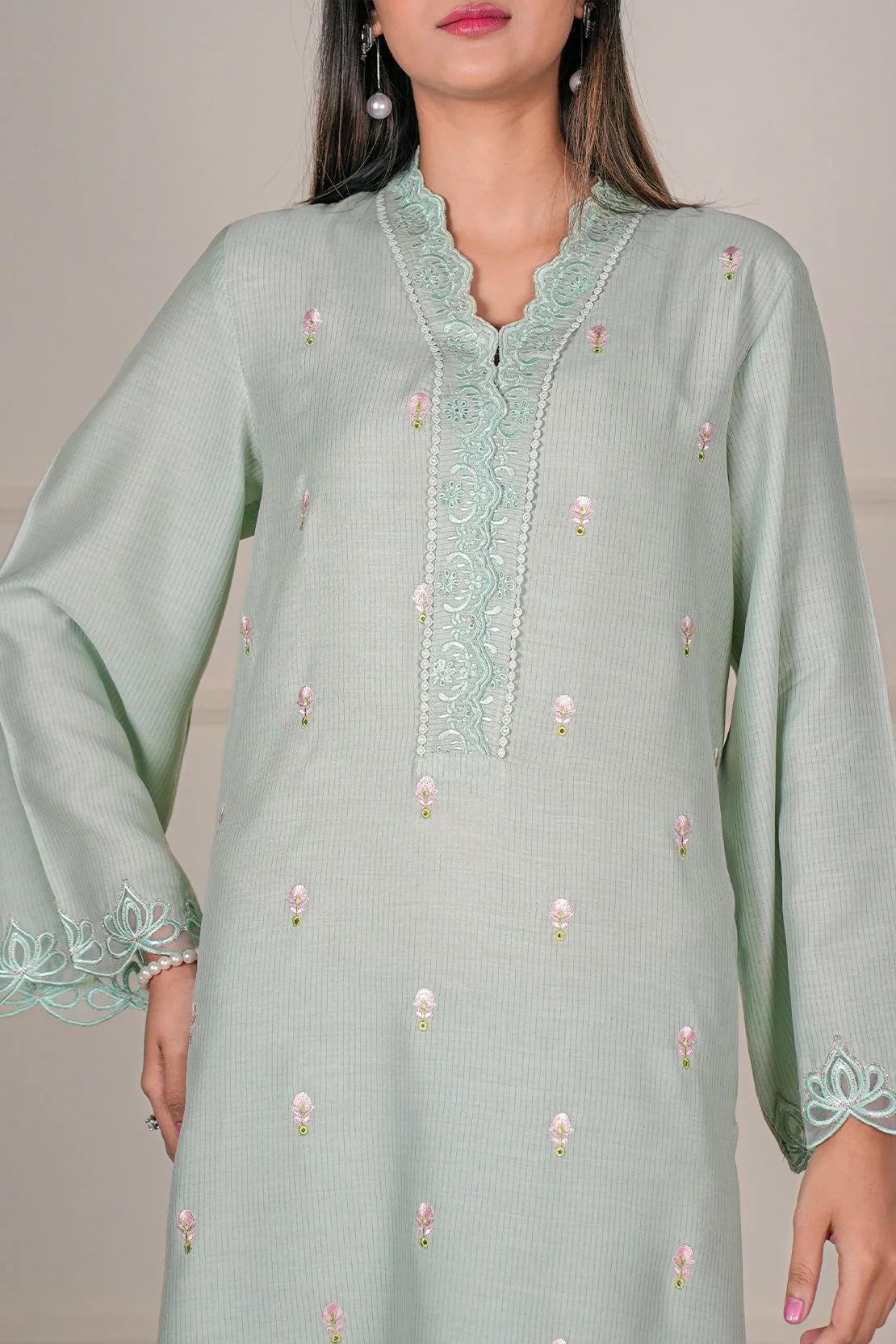Luxury Pret Embroidered Zari Filament Stitched 2 Piece - Image 6