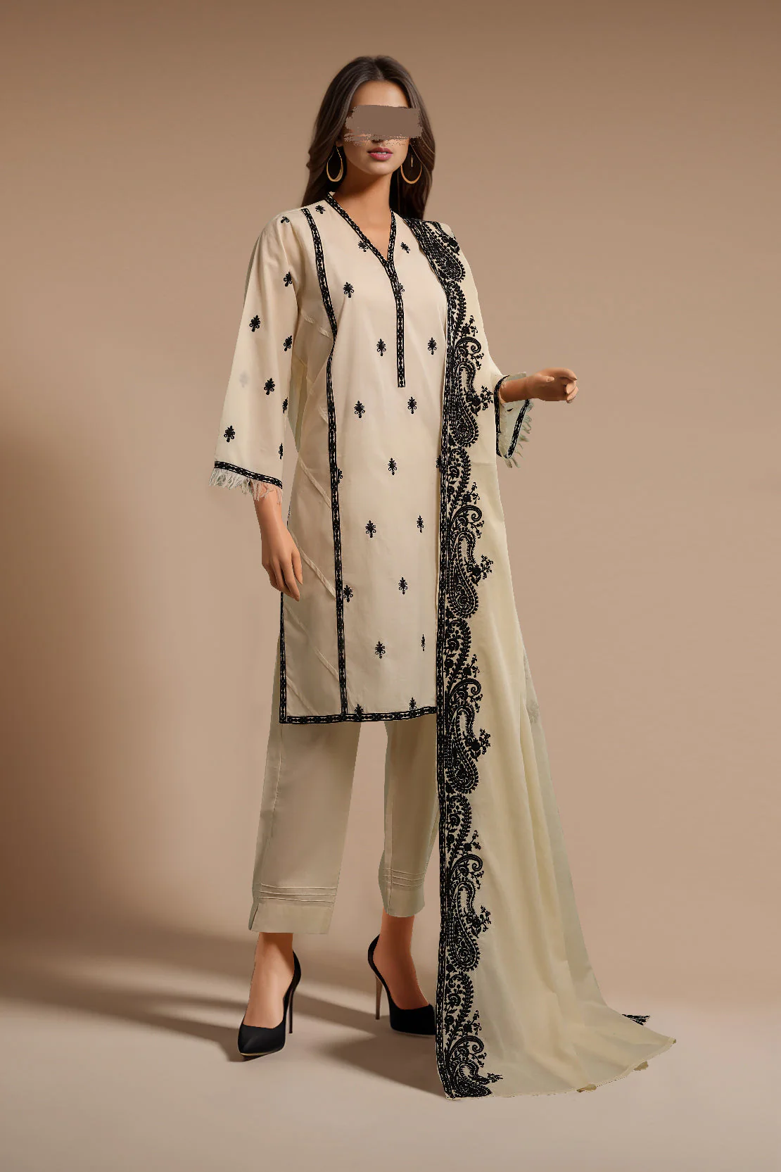 Luxury Pret Printed Emb Cambric Stitched 2 Piece (Shirt/Trouser)