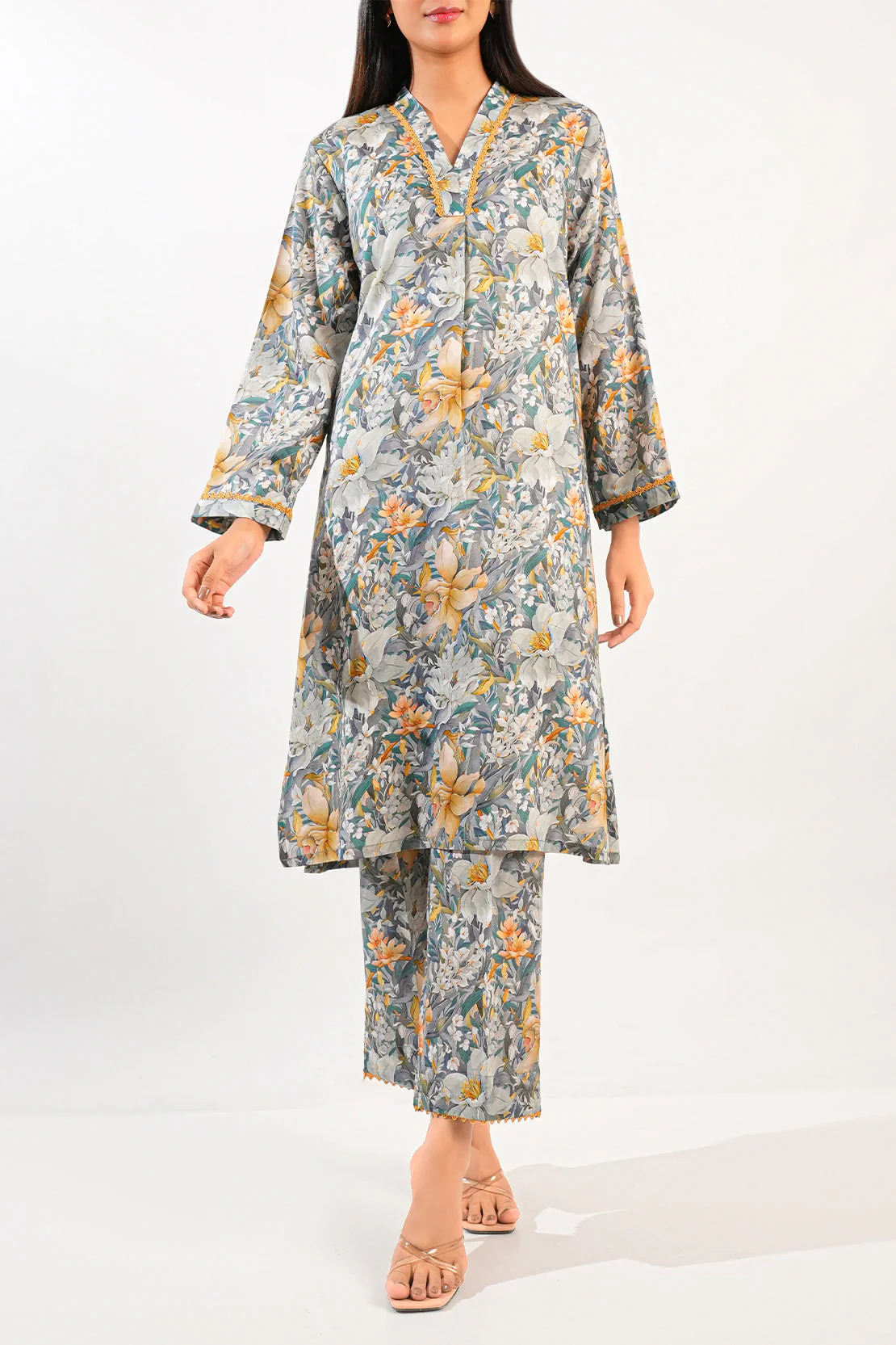 Printed Arabic Lawn Stitched 2 Piece (Shirt/Trouser)