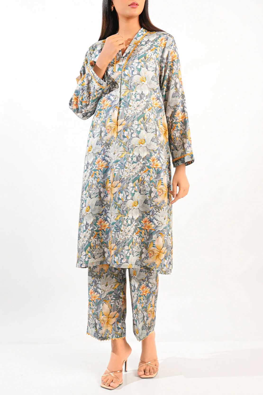 Printed Arabic Lawn Stitched 2 Piece (Shirt/Trouser) - Image 4