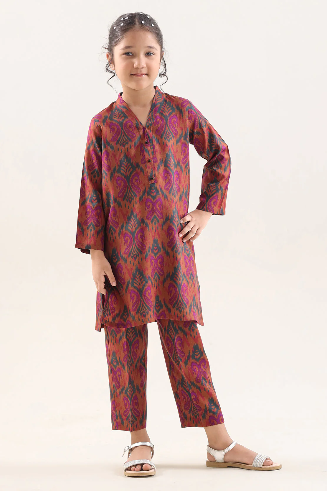 Printed Arabic Lawn Stitched 2 Piece (Shirt/Trouser)  For Kids
