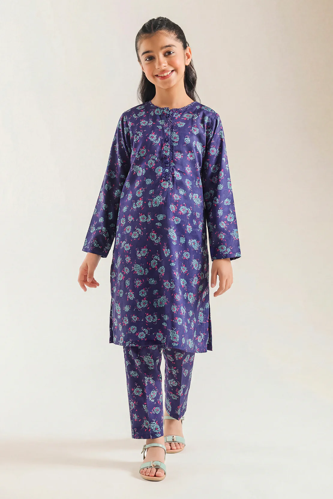 Printed Arabic Lawn Stitched 2 Piece (Shirt/Trouser) For Kids - Image 2