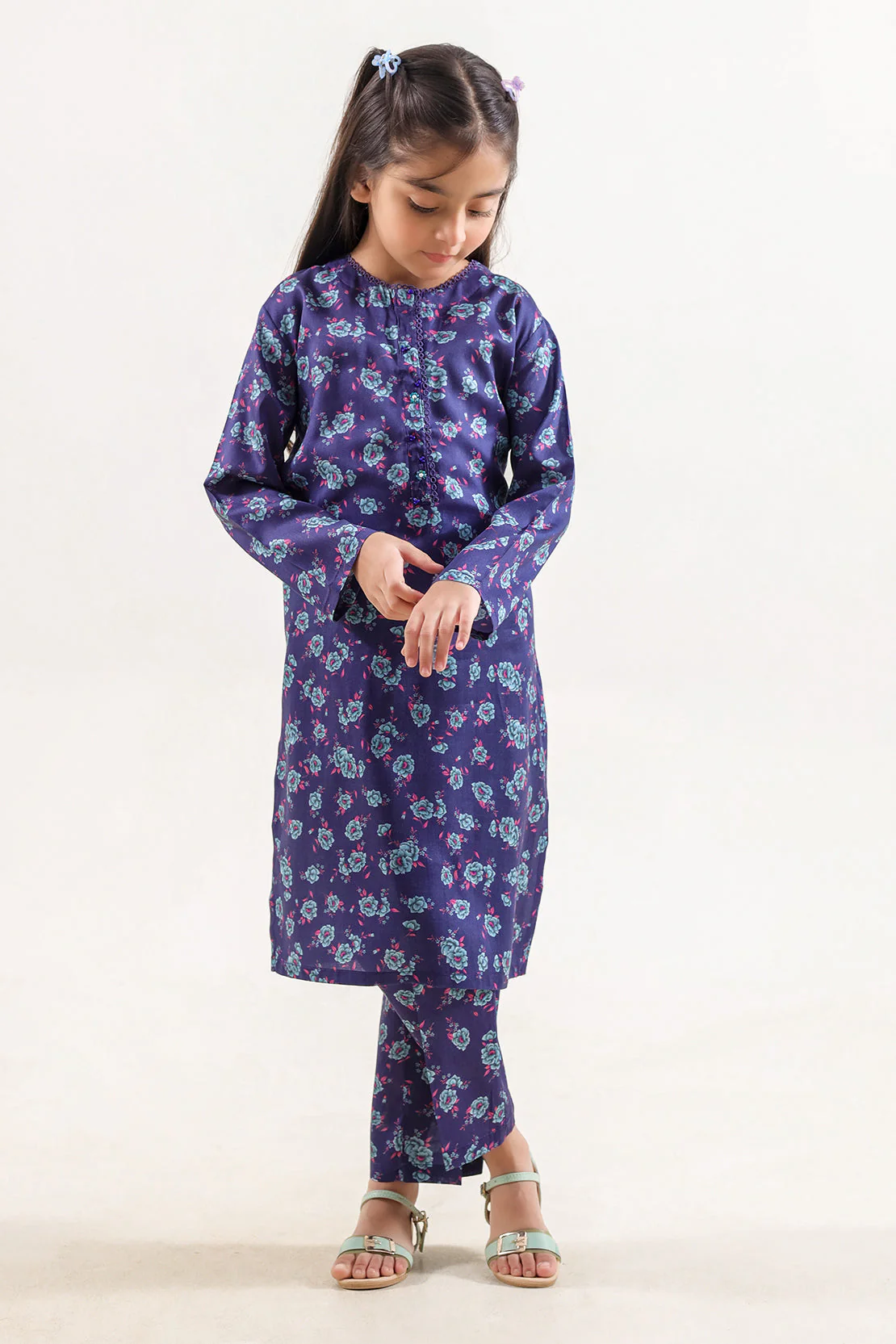 Printed Arabic Lawn Stitched 2 Piece (Shirt/Trouser) For Kids - Image 3