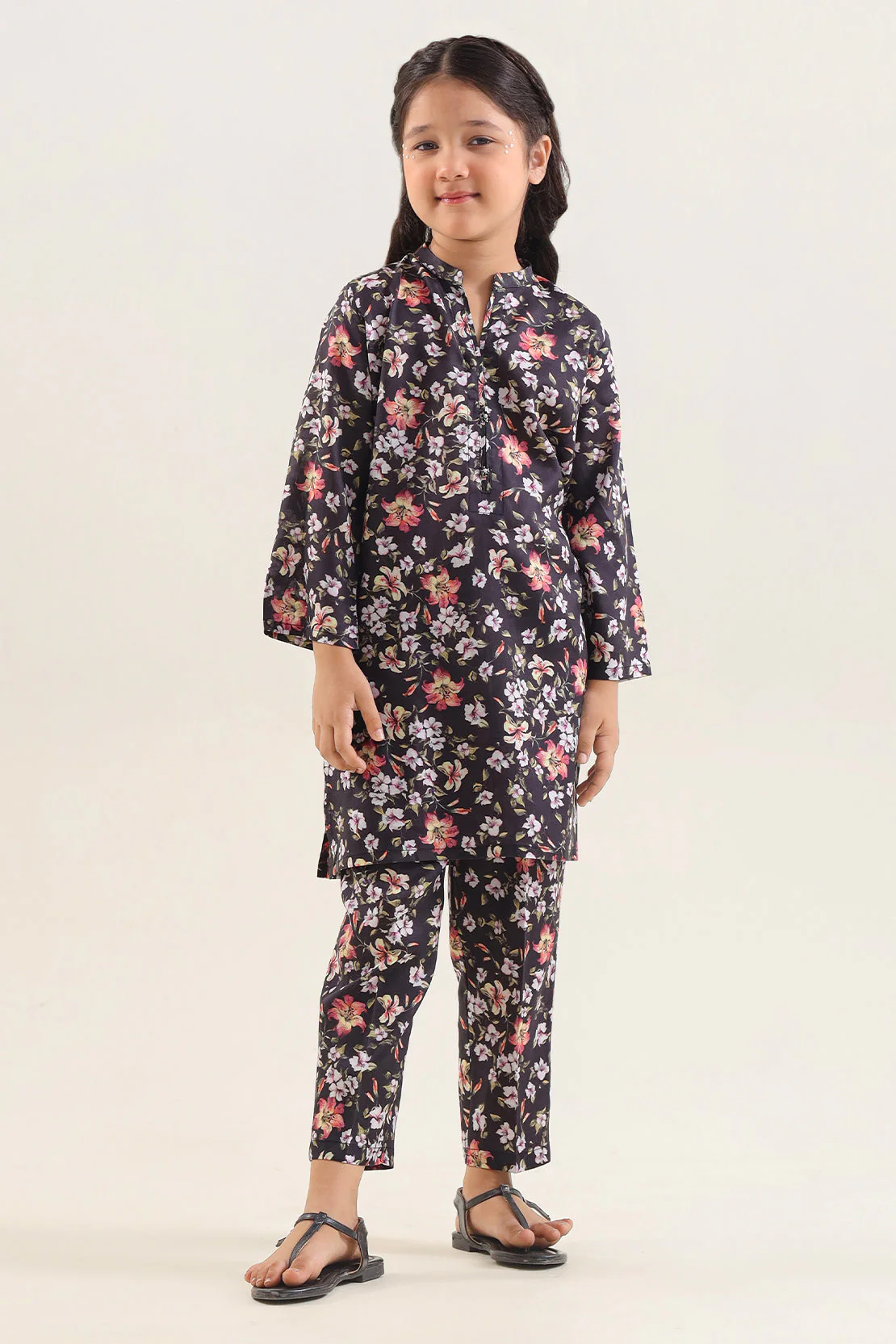 Printed Arabic Lawn Stitched 2 Piece (Shirt/Trouser)  For Kids