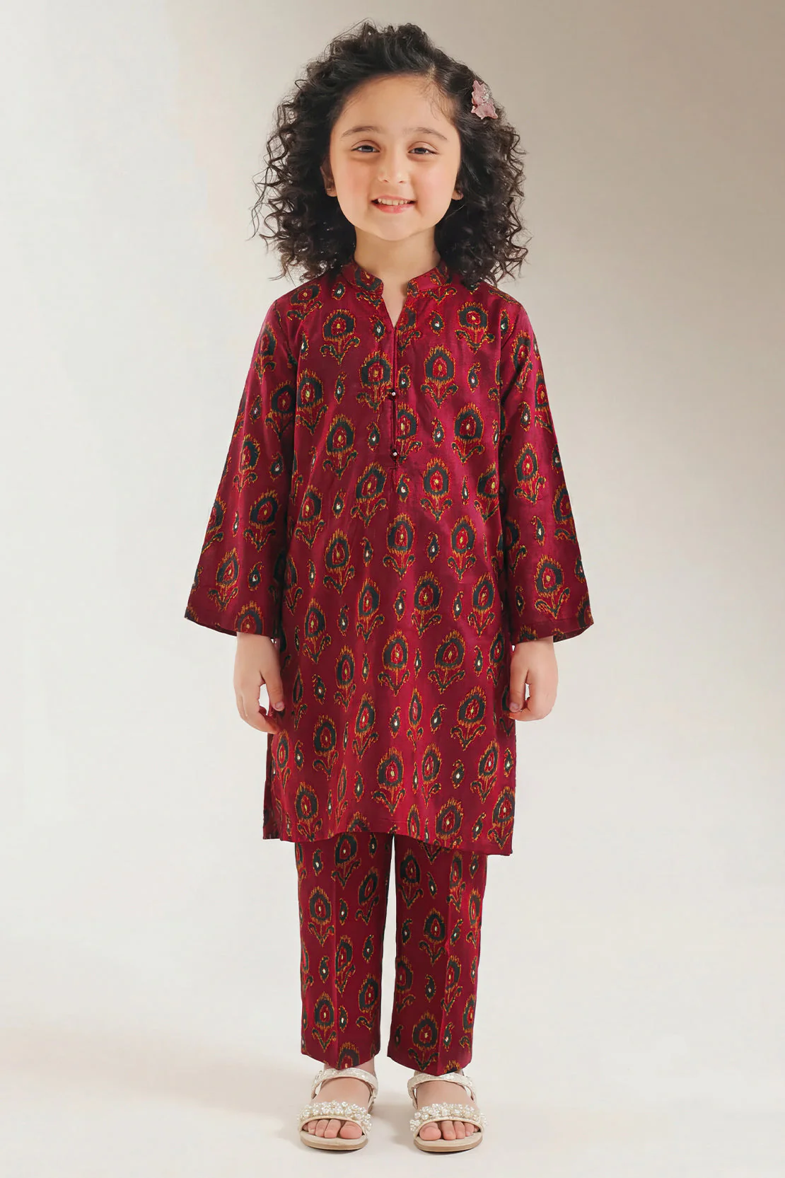 Printed Arabic Lawn Stitched 2 Piece (Shirt/Trouser) For Kids - Image 2