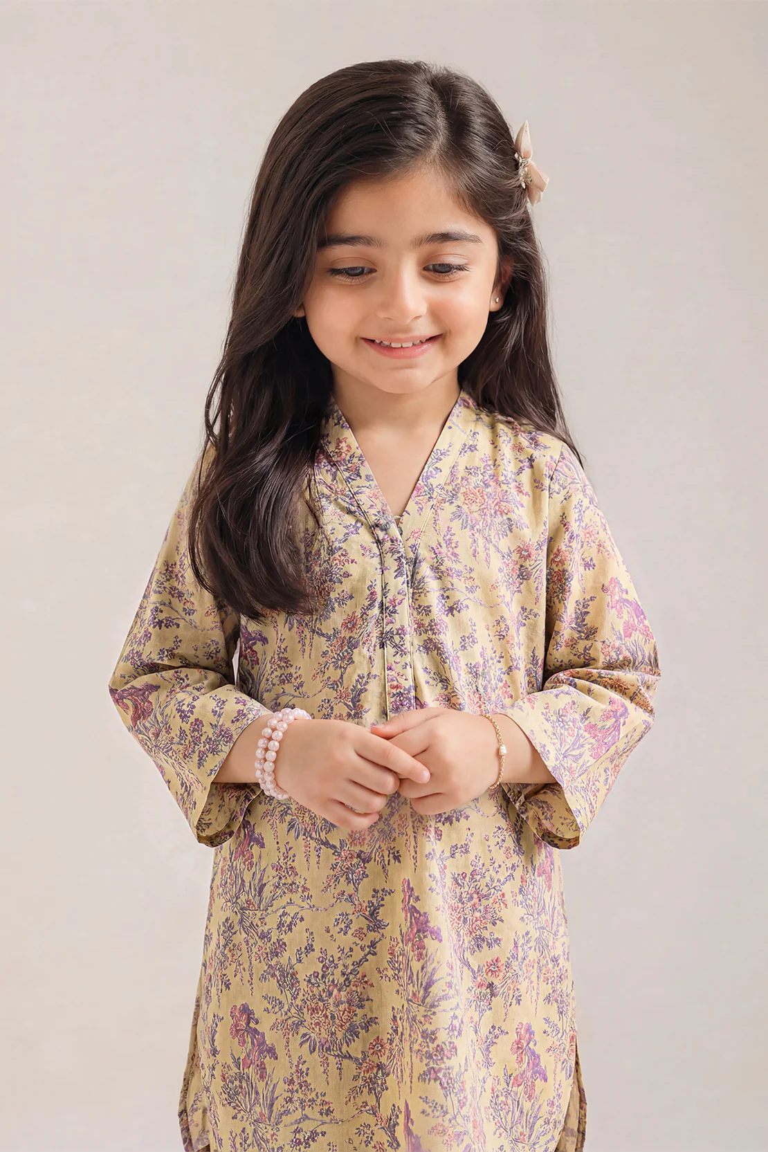Printed Arabic Lawn Stitched 2 Piece (Shirt/Trouser) For Kids - Image 3