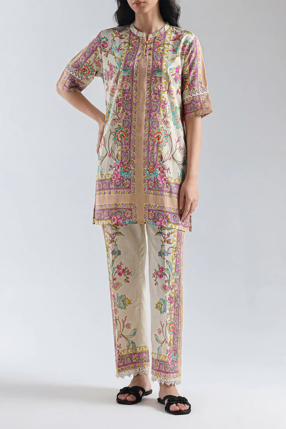 Printed Arabic Lawn Stitched 2 Piece (Shirt/Trouser)