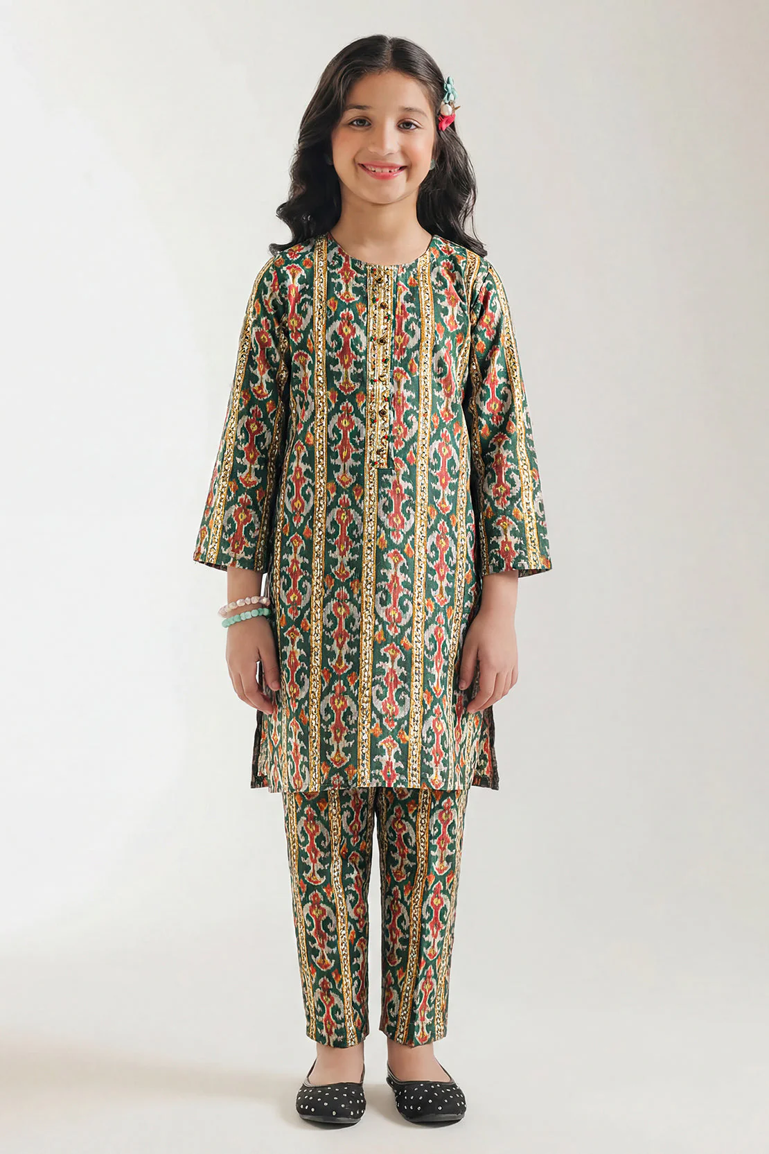 Printed Arabic Lawn Stitched Shirt For Kids - Image 2