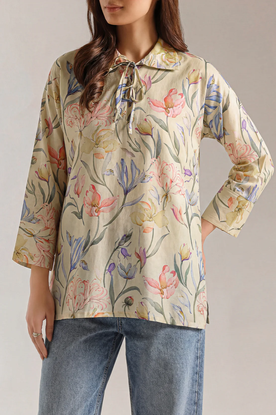 Printed Arabic Lawn Stitched Shirt - Image 3