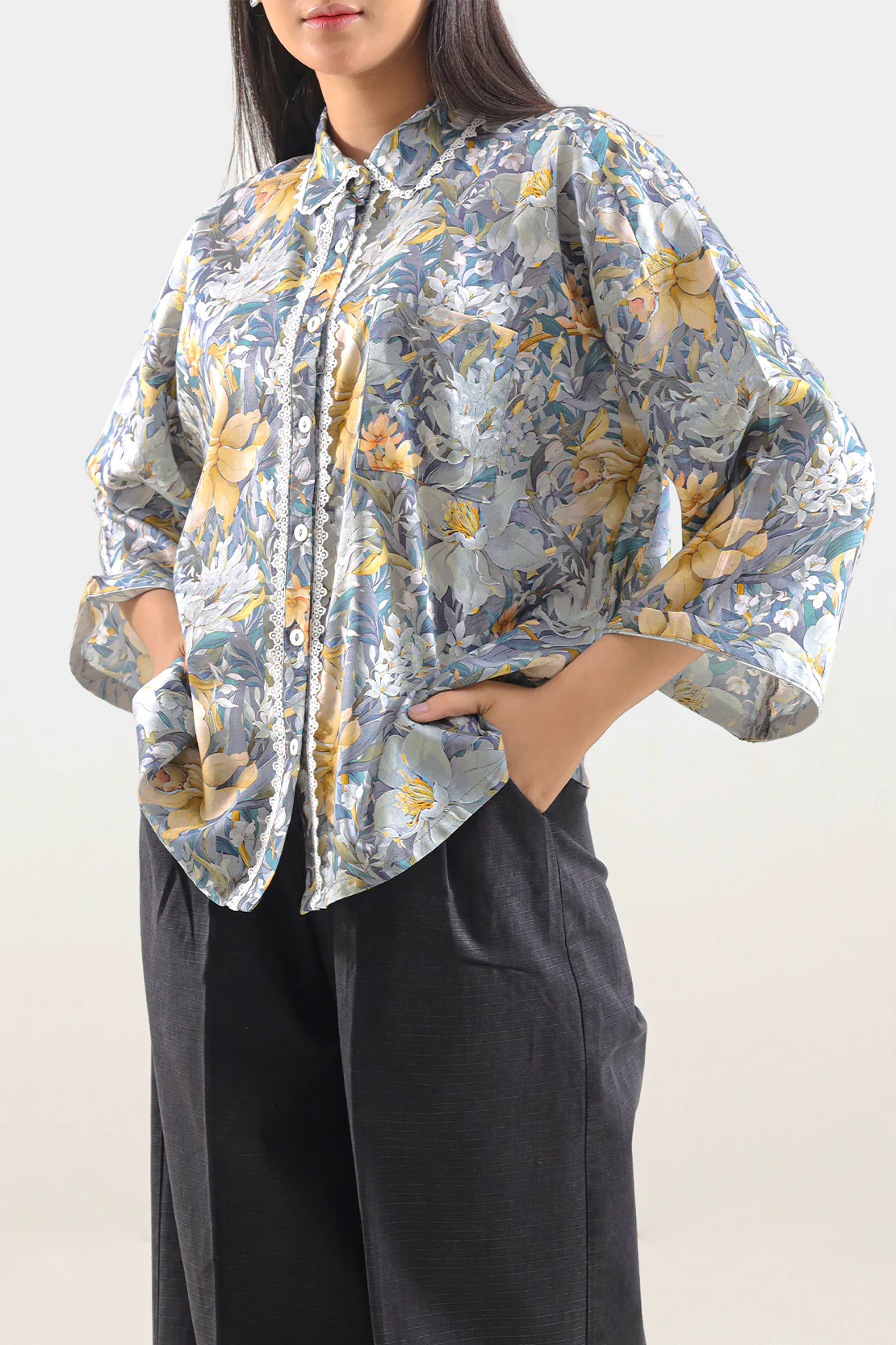 Printed Arabic Lawn Stitched Shirt - Image 2