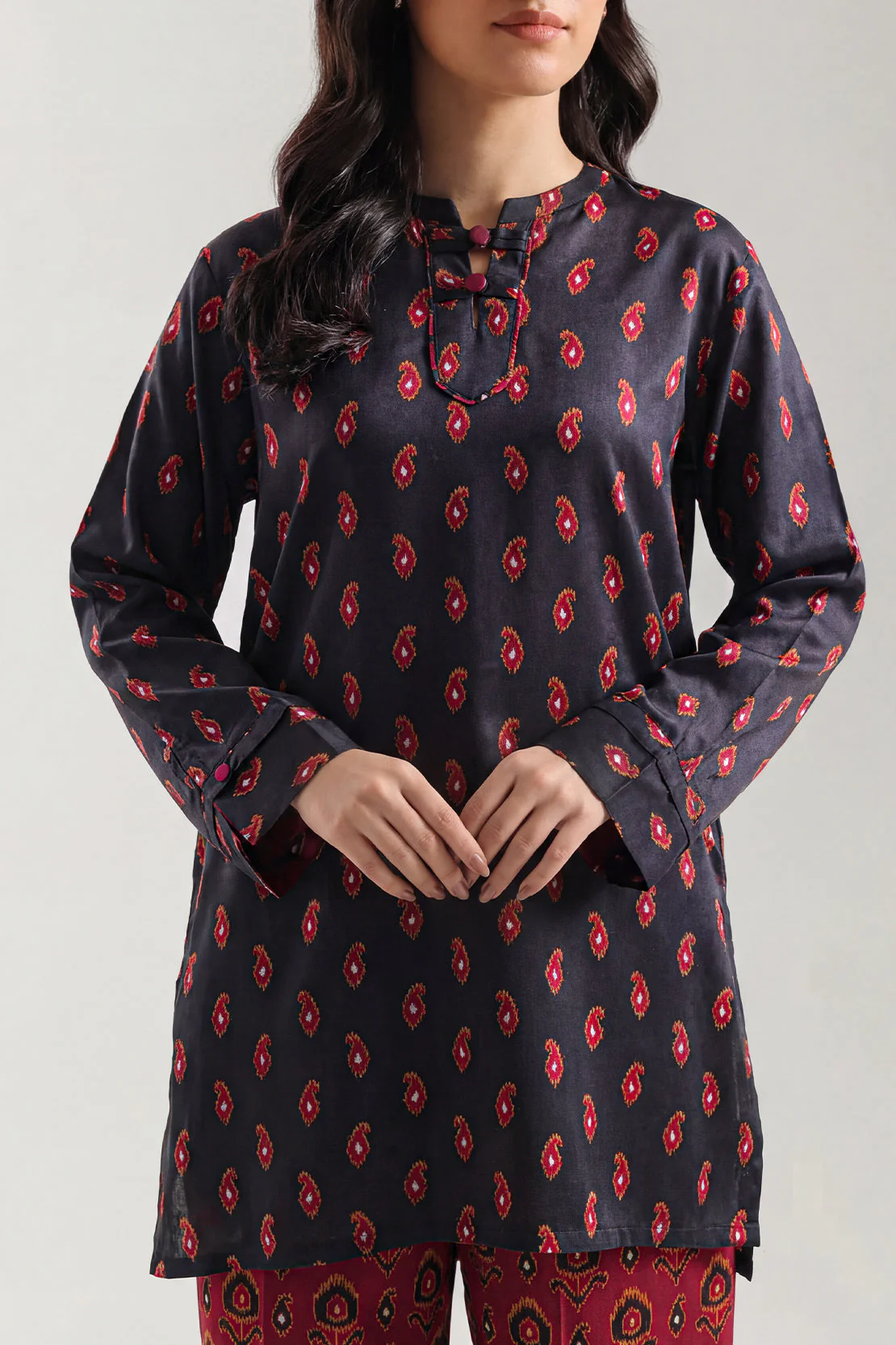 Printed Arabic Lawn Stitched Shirt - Image 2