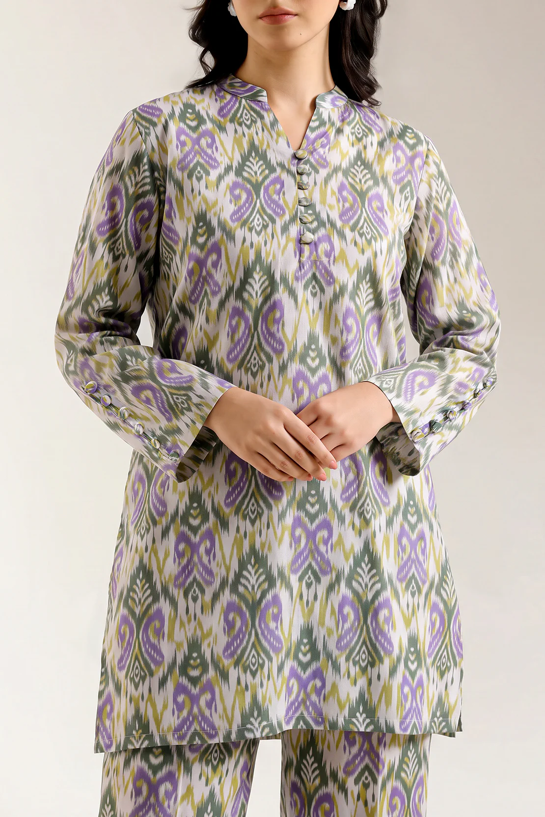 Printed Arabic Lawn Stitched Shirt - Image 2