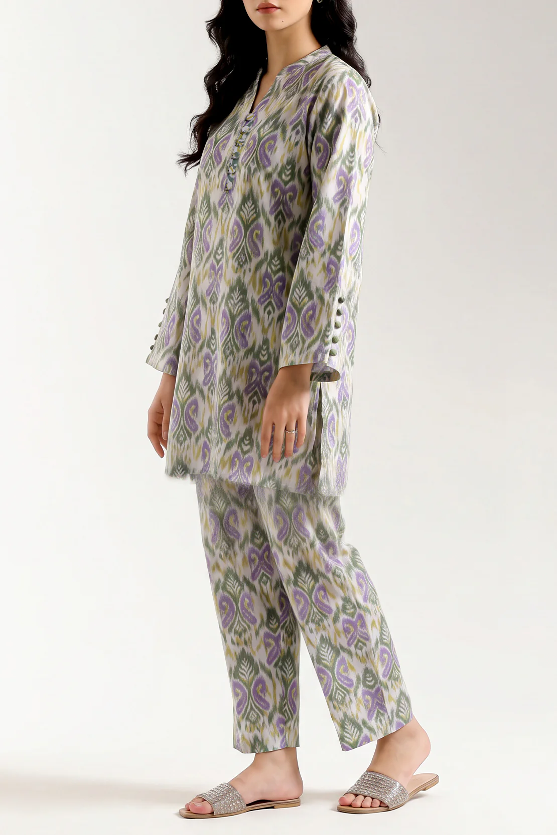 Printed Arabic Lawn Stitched Shirt - Image 3