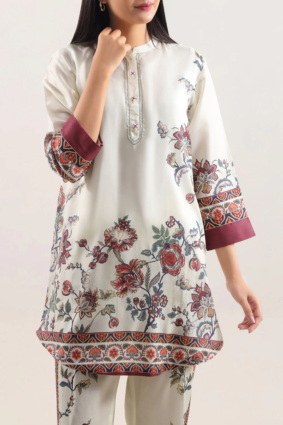 Printed Arabic Lawn Stitched Shirt - Image 2
