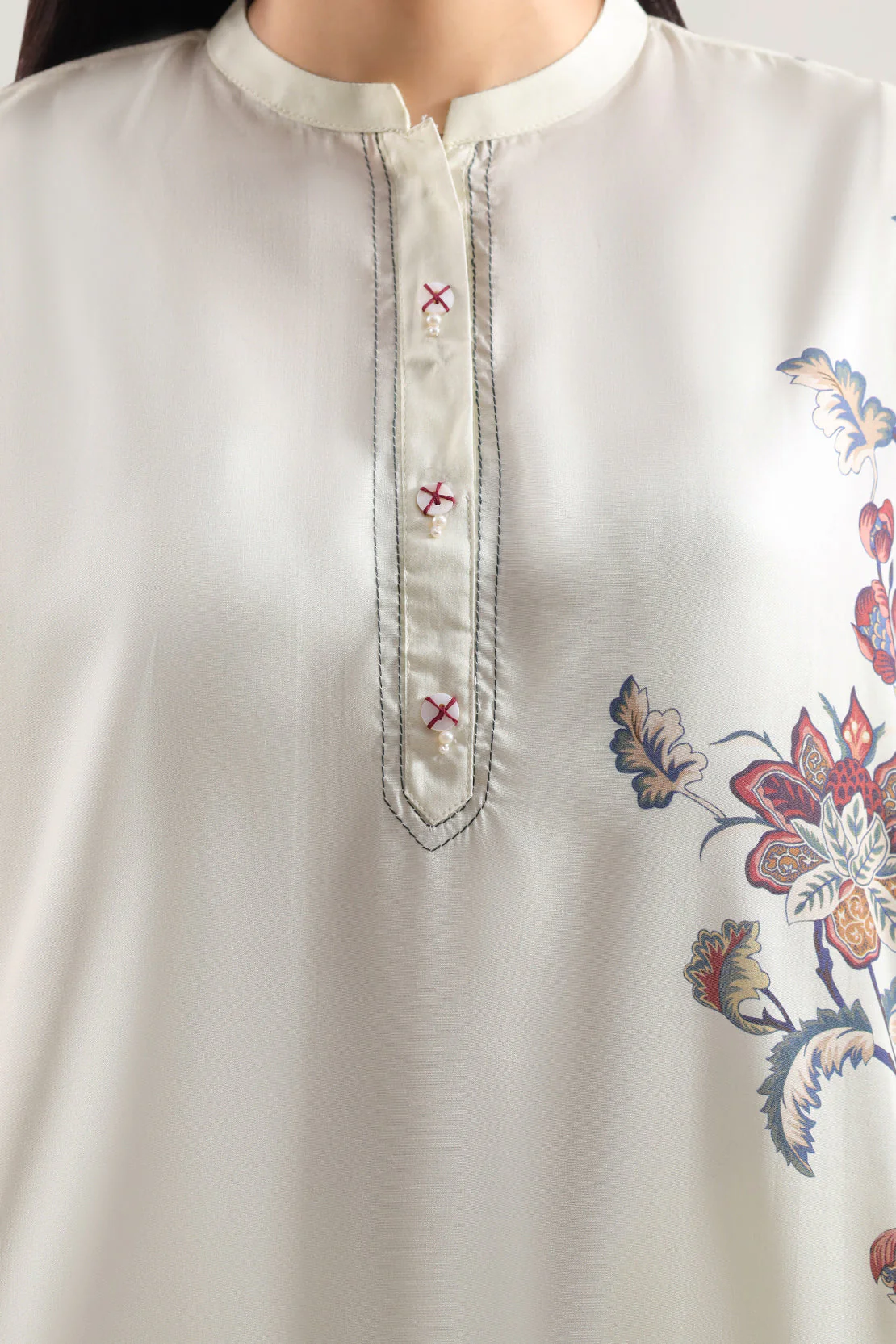 Printed Arabic Lawn Stitched Shirt - Image 3