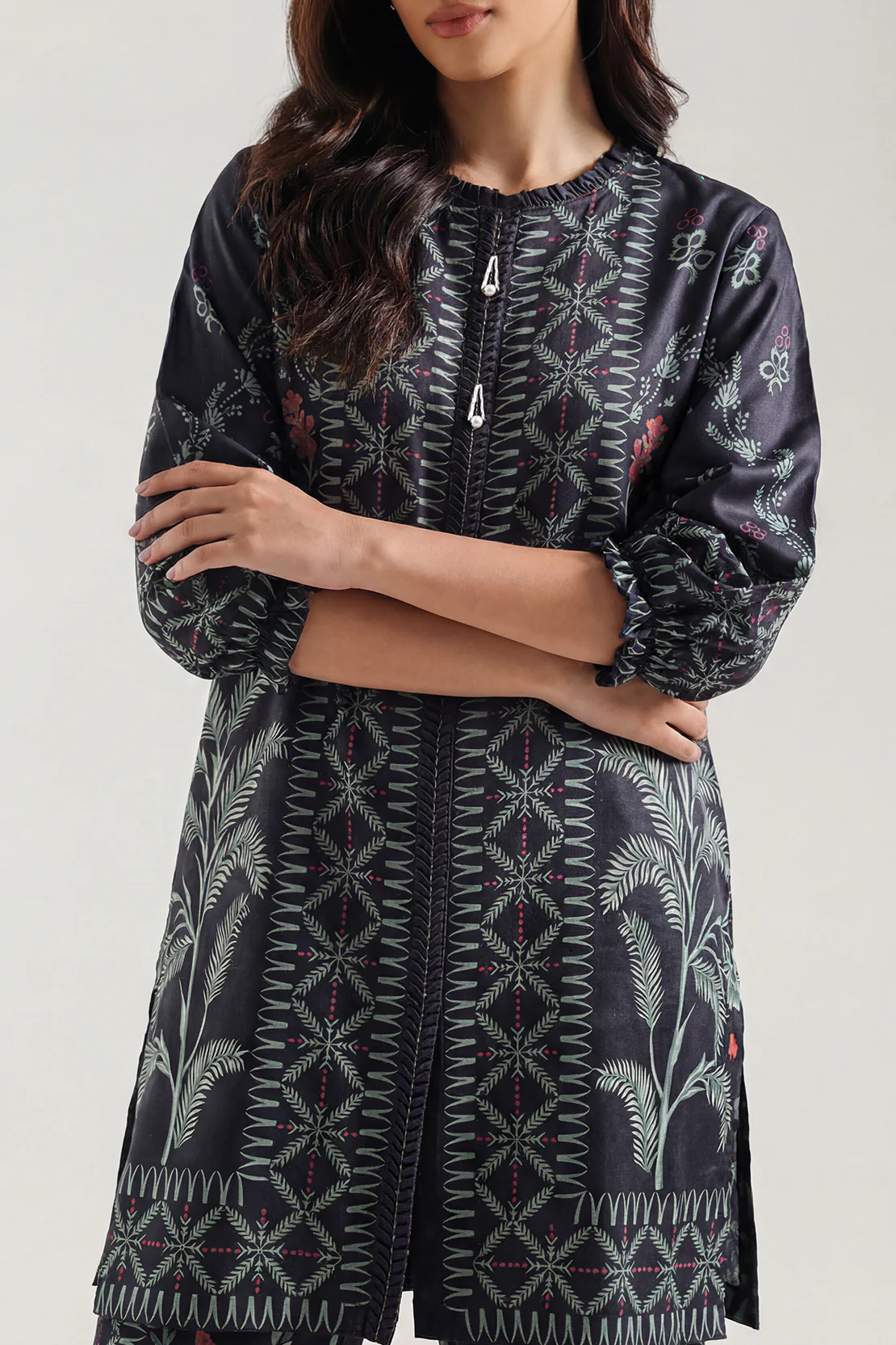 Printed Arabic Lawn Stitched Shirt - Image 2