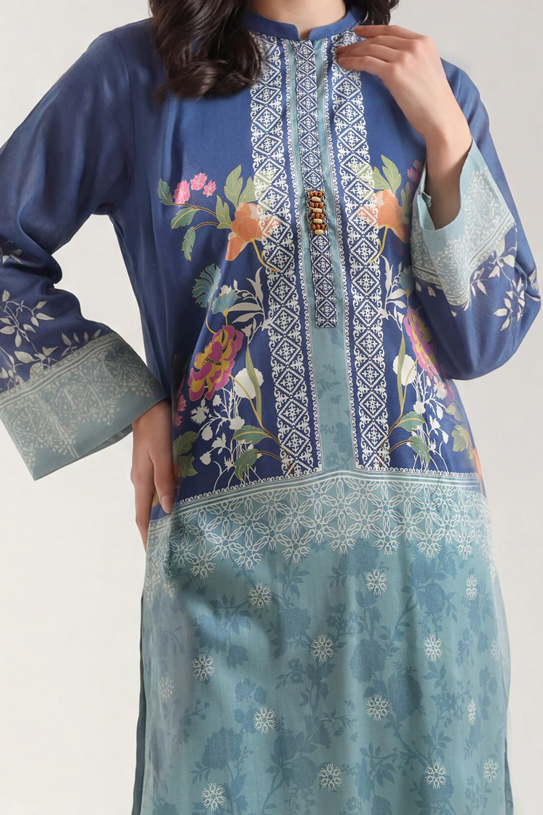 Printed Arabic Lawn Stitched Shirt - Image 2