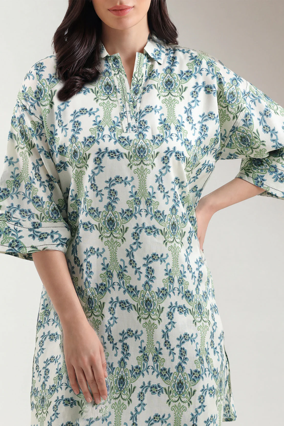 Printed Arabic Lawn Stitched Shirt - Image 2