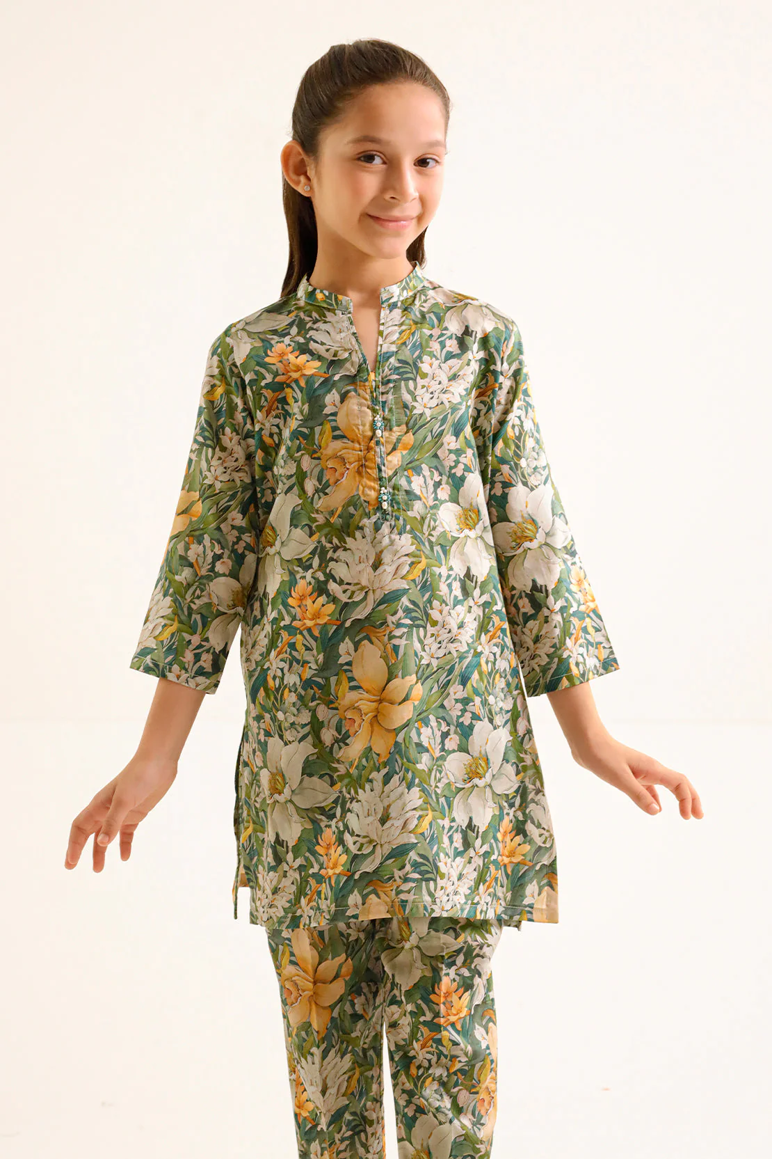 Printed Arabic Premium Lawn Stitched 2 Piece (Shirt/Trouser) For Kids - Image 2
