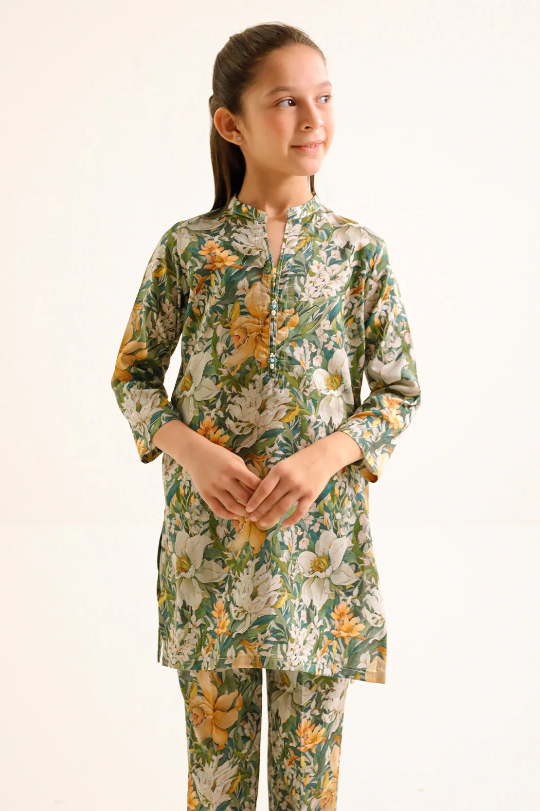 Printed Arabic Premium Lawn Stitched 2 Piece (Shirt/Trouser) For Kids - Image 4