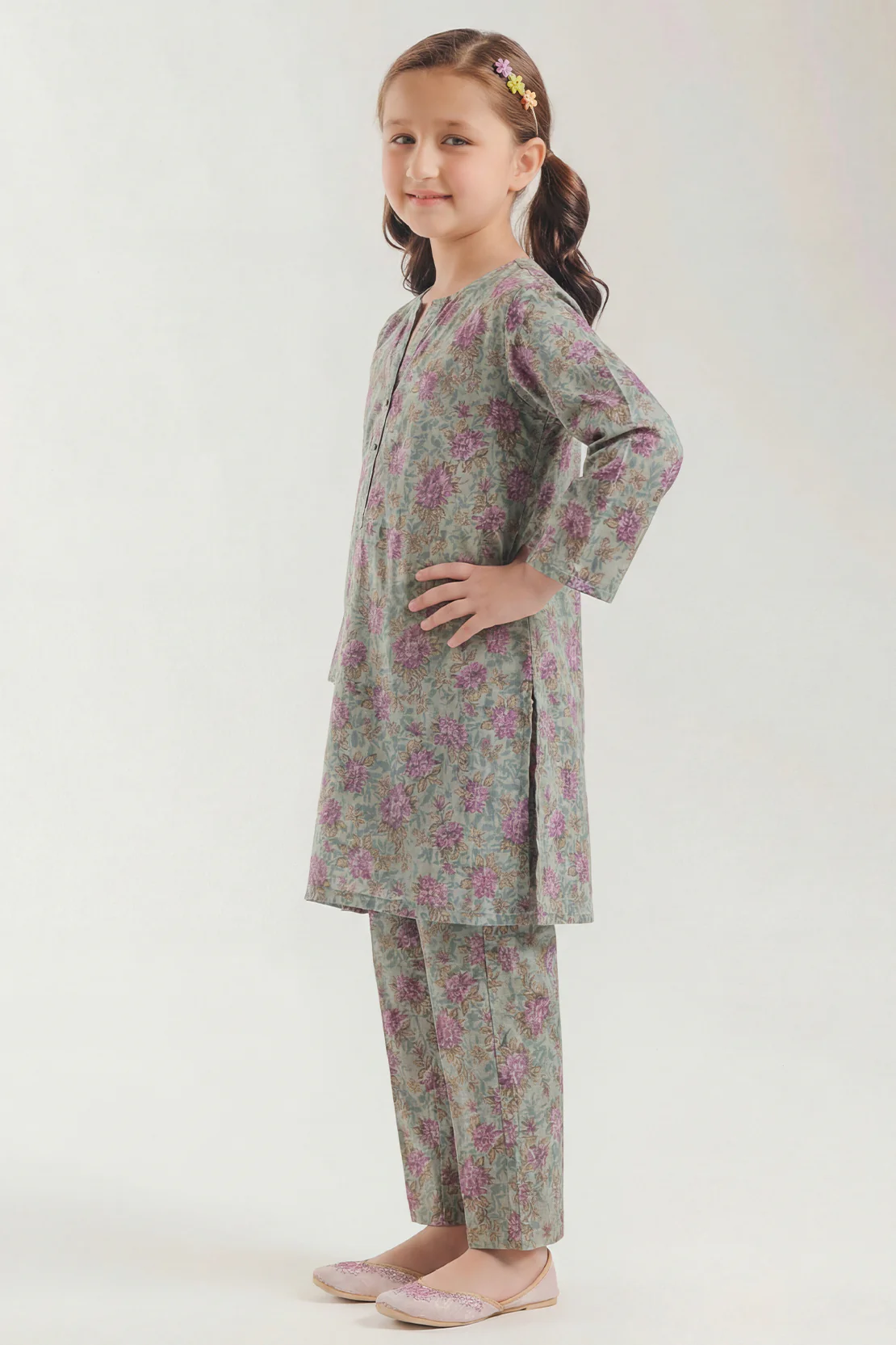 Printed Arabic Premium Lawn Stitched 2 Piece (Shirt/Trouser)  For Kids - Image 3