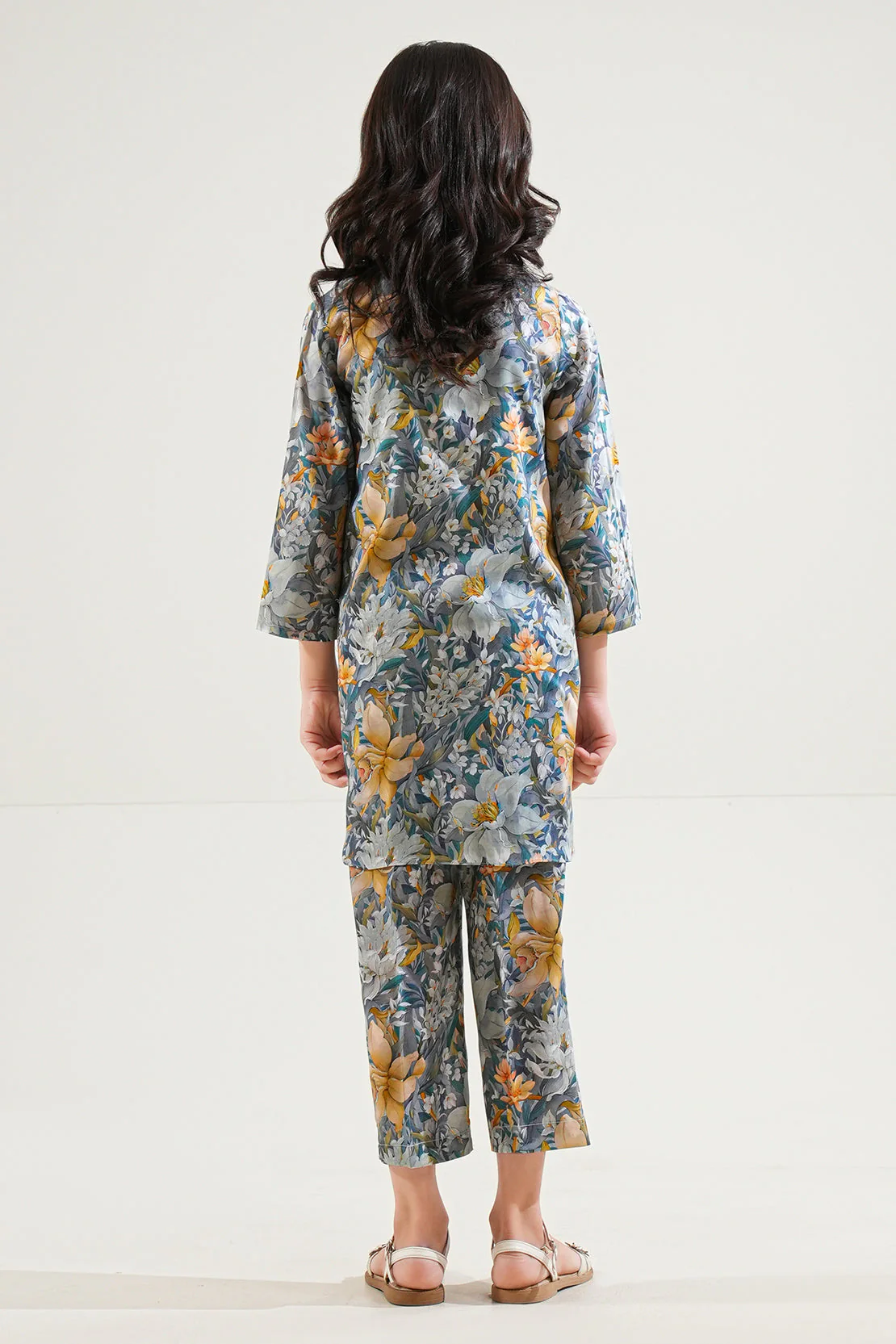 Printed Arabic Premium Lawn Stitched 2 Piece (Shirt/Trouser) For Kids - Image 4
