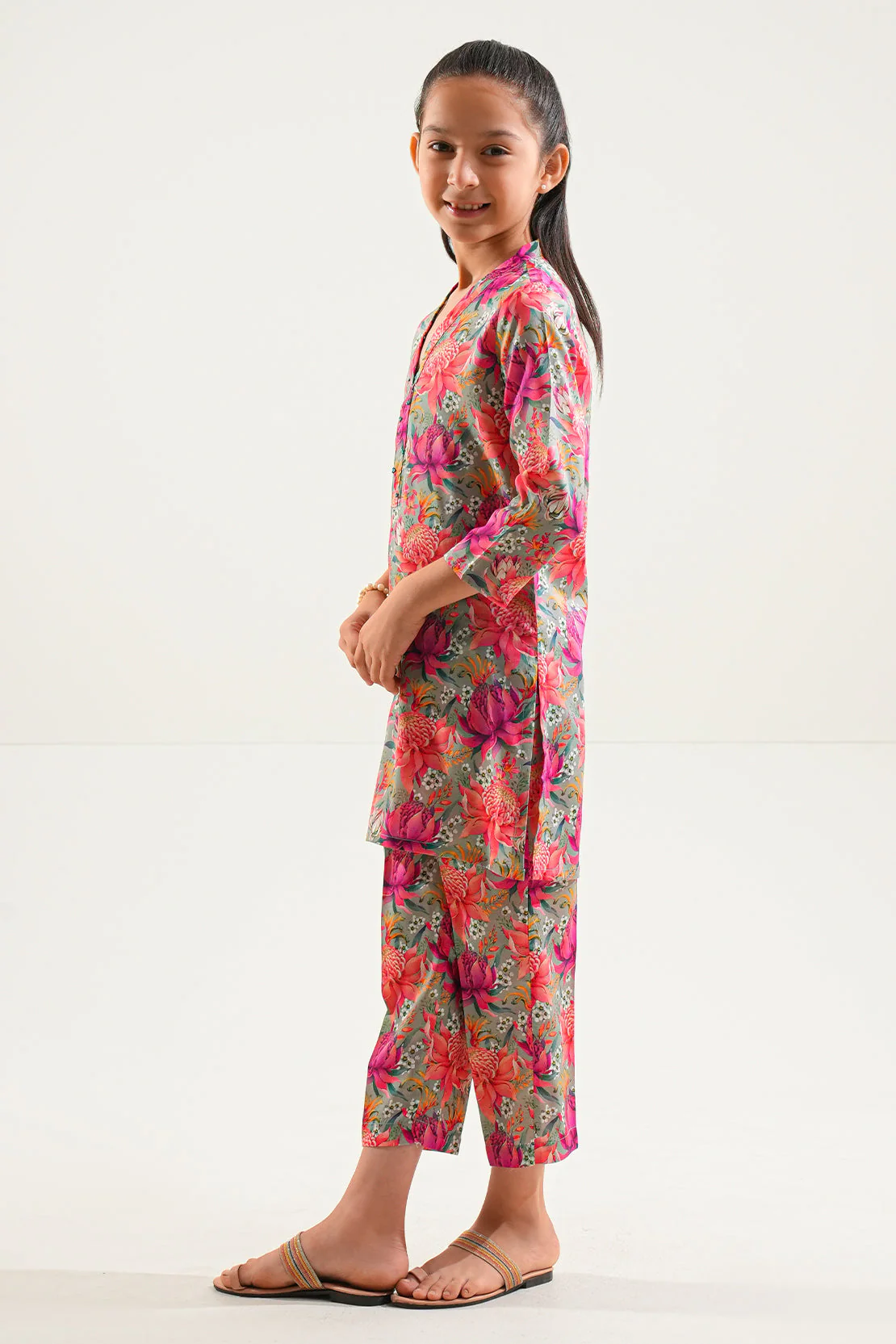 Printed Arabic Premium Lawn Stitched 2 Piece (Shirt/Trouser) For Kids - Image 2