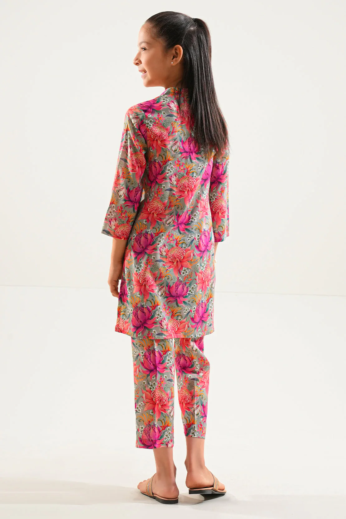 Printed Arabic Premium Lawn Stitched 2 Piece (Shirt/Trouser) For Kids - Image 4