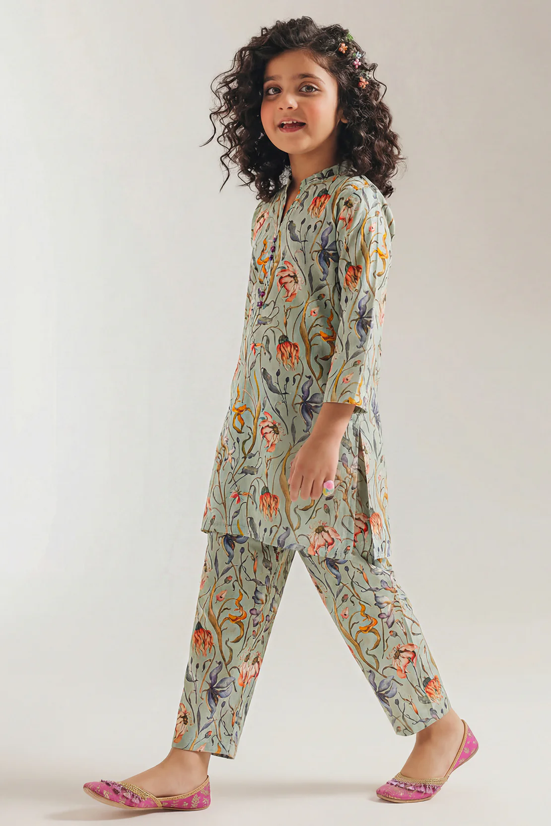 Printed Arabic Premium Lawn Stitched 2 Piece (Shirt/Trouser) For Kids - Image 2