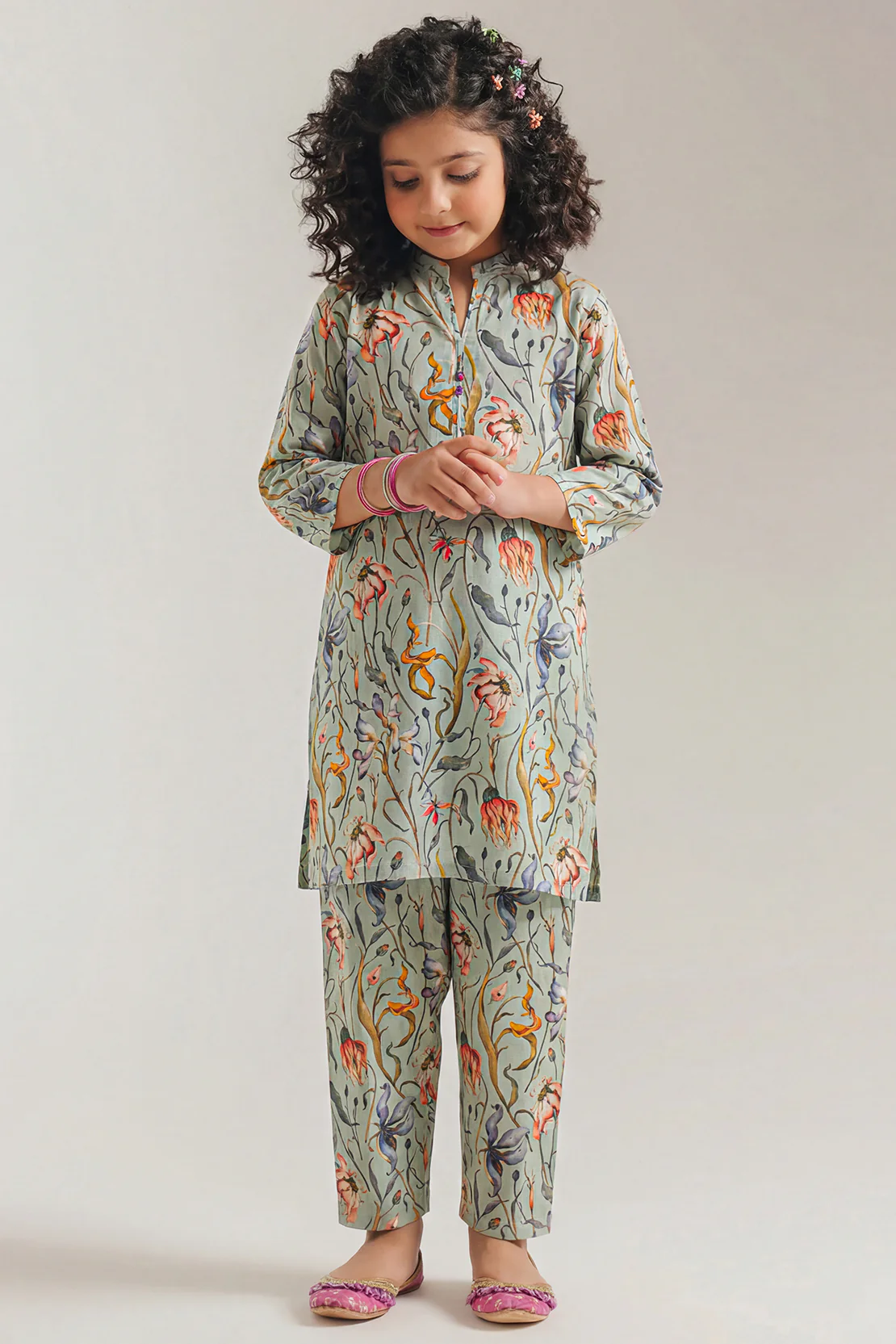 Printed Arabic Premium Lawn Stitched 2 Piece (Shirt/Trouser) For Kids - Image 3