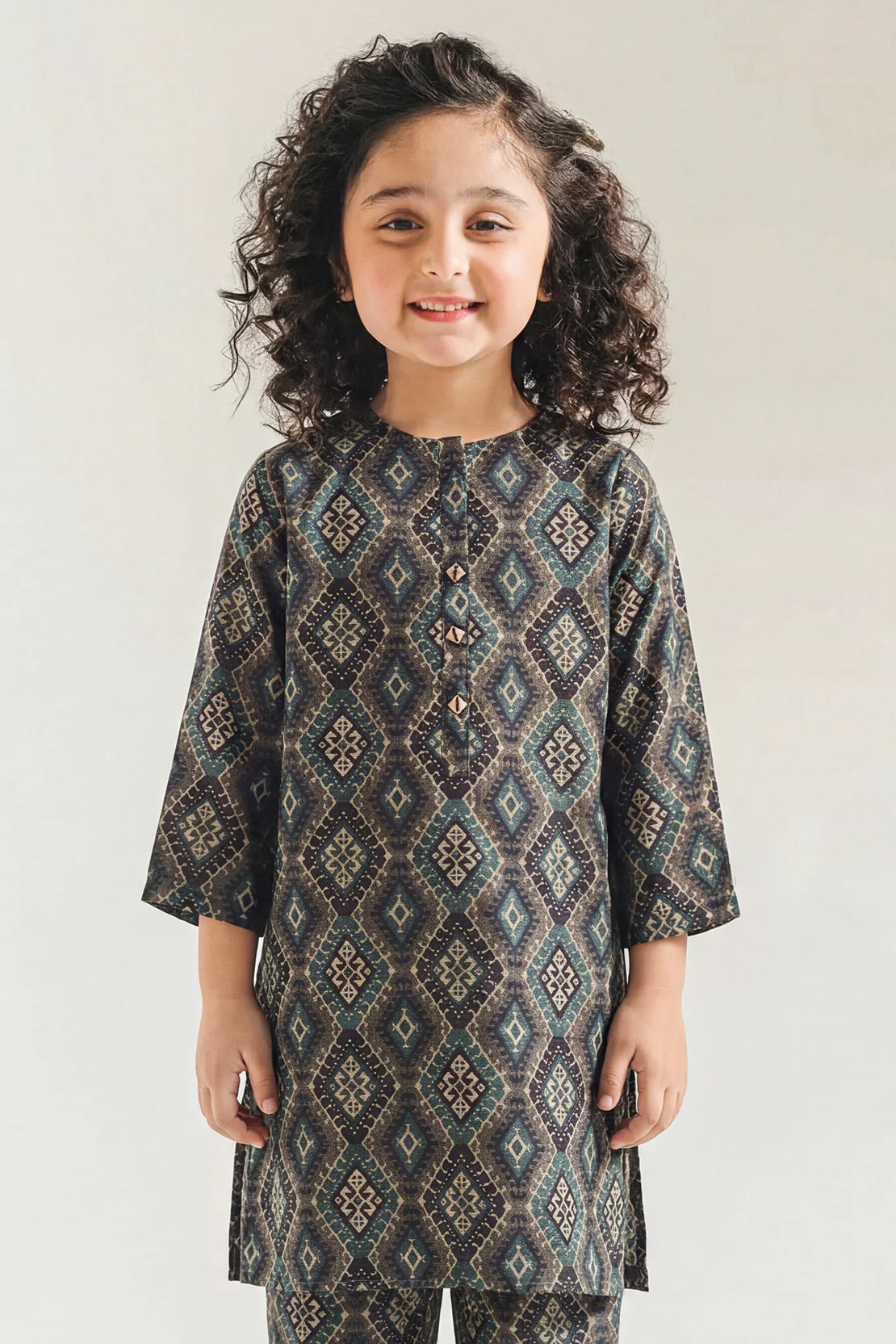 Printed Arabic Premium Lawn Stitched 2 Piece (Shirt/Trouser) For Kids - Image 2