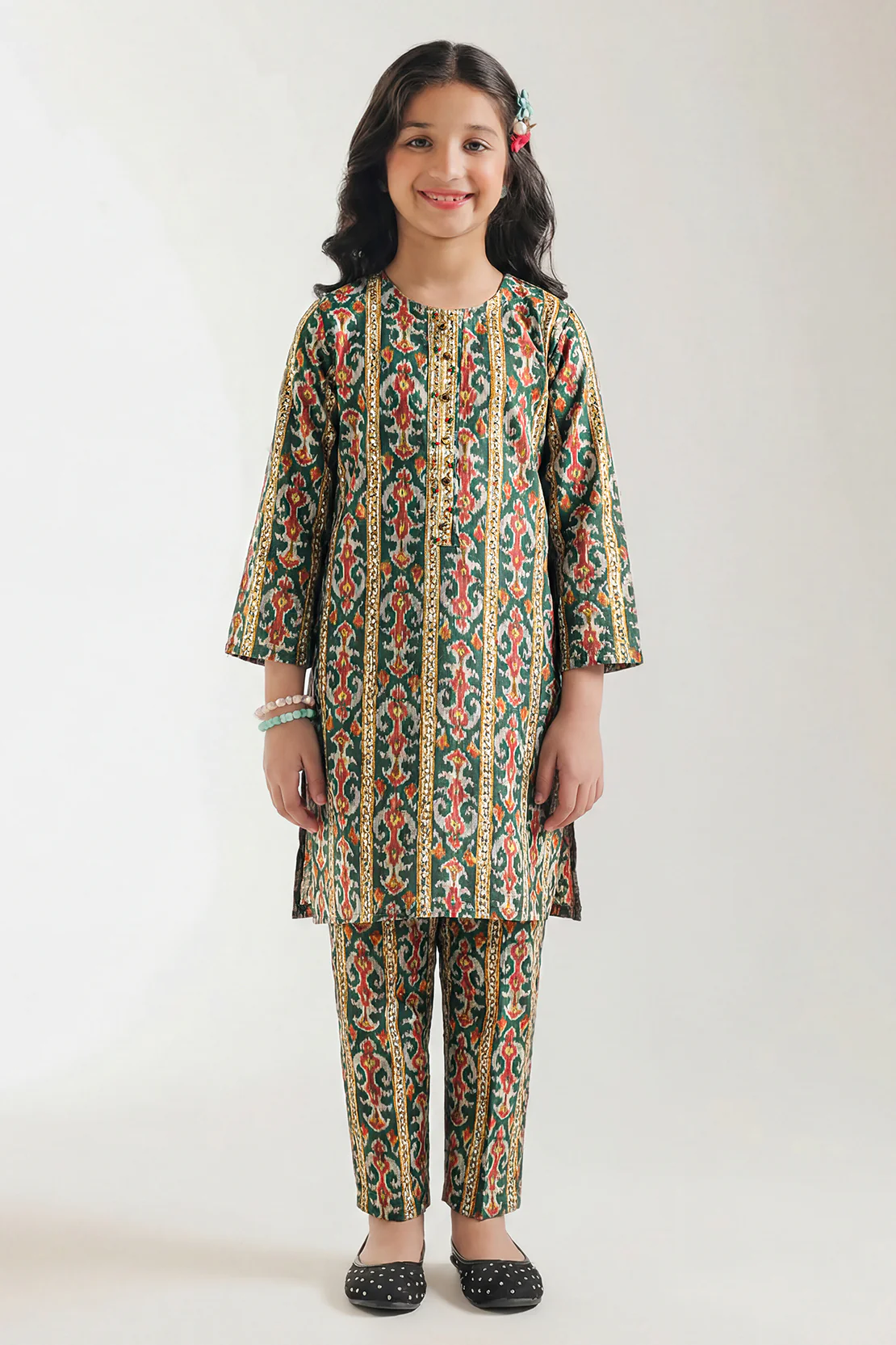 Printed Arabic Premium Lawn Stitched 2 Piece (Shirt/Trouser) For Kids - Image 2