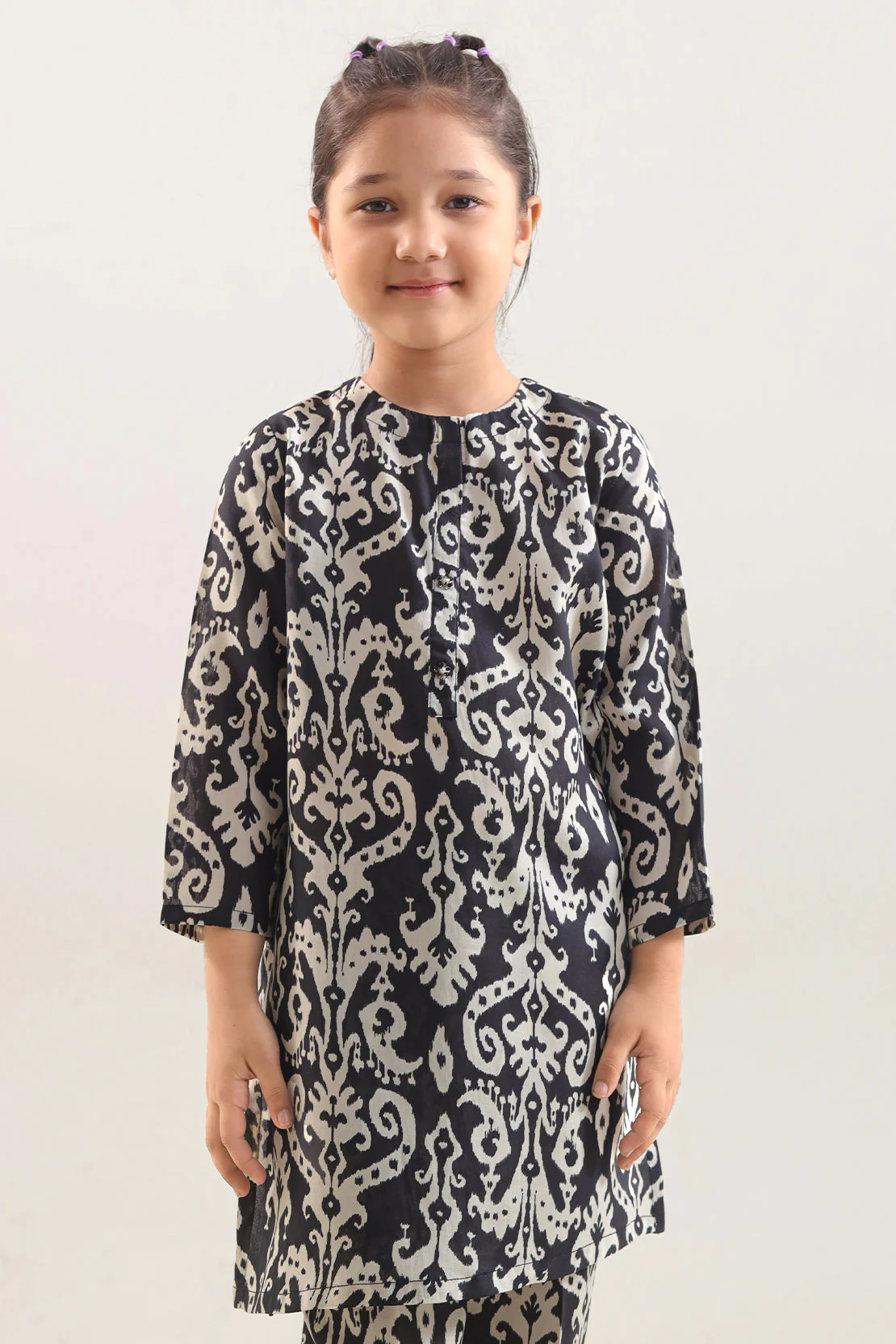 Printed Arabic Premium Lawn Stitched 2 Piece (Shirt/Trouser)  For Kids - Image 2