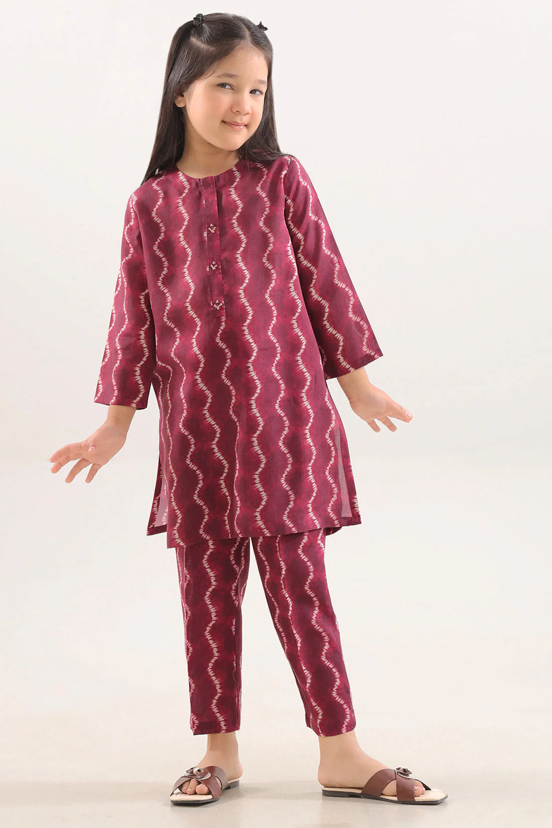 Printed Arabic Lawn Stitched 2 Piece (Shirt/Trouser) For Kids