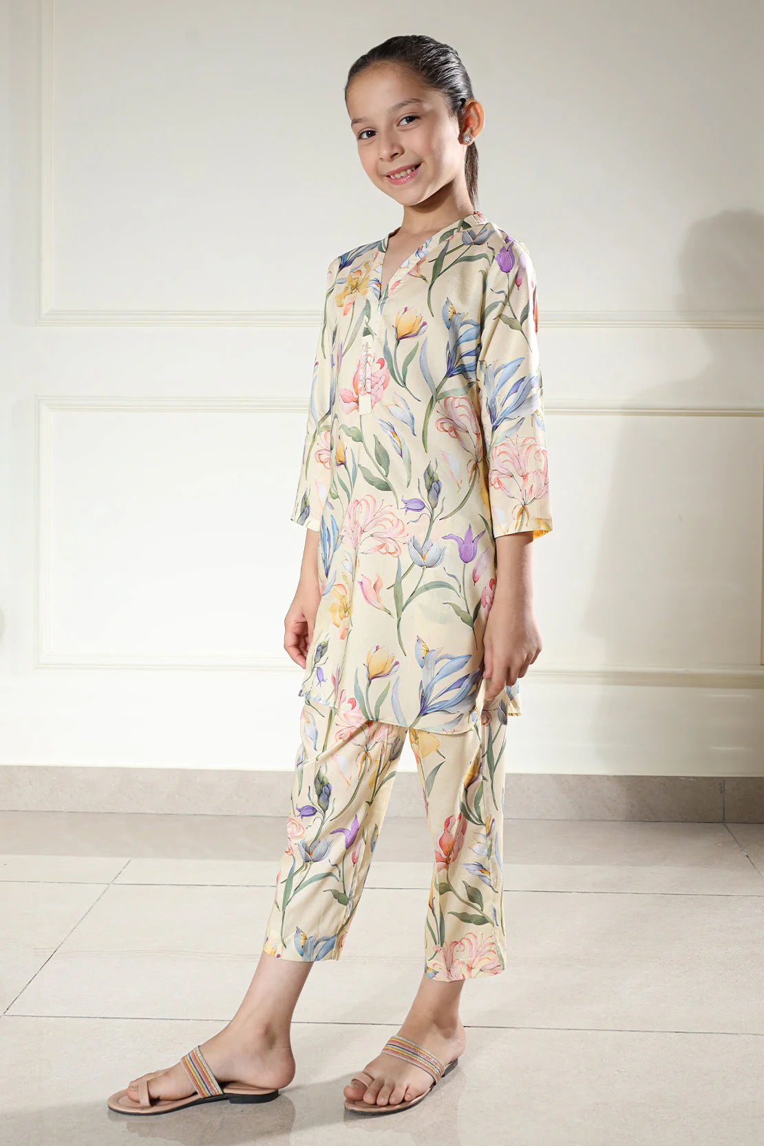 Printed Arabic Premium Lawn Stitched Shirt For Kids - Image 2