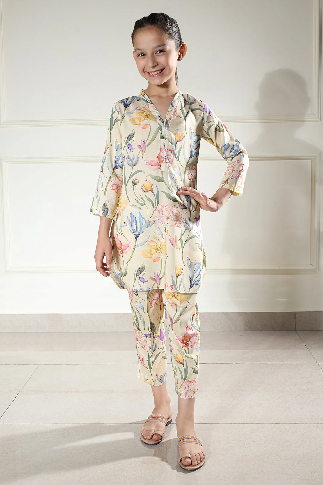 Printed Arabic Premium Lawn Stitched Shirt For Kids - Image 4
