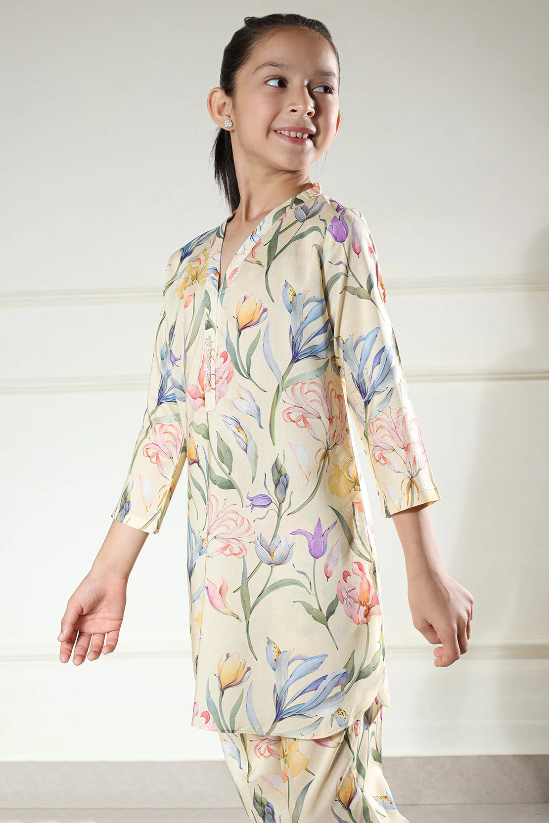 Printed Arabic Premium Lawn Stitched Shirt For Kids - Image 5