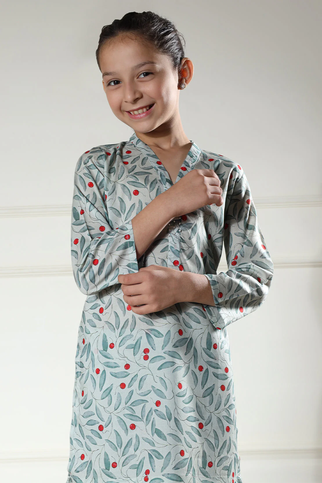 Printed Arabic Premium Lawn Stitched Shirt For Kids - Image 4