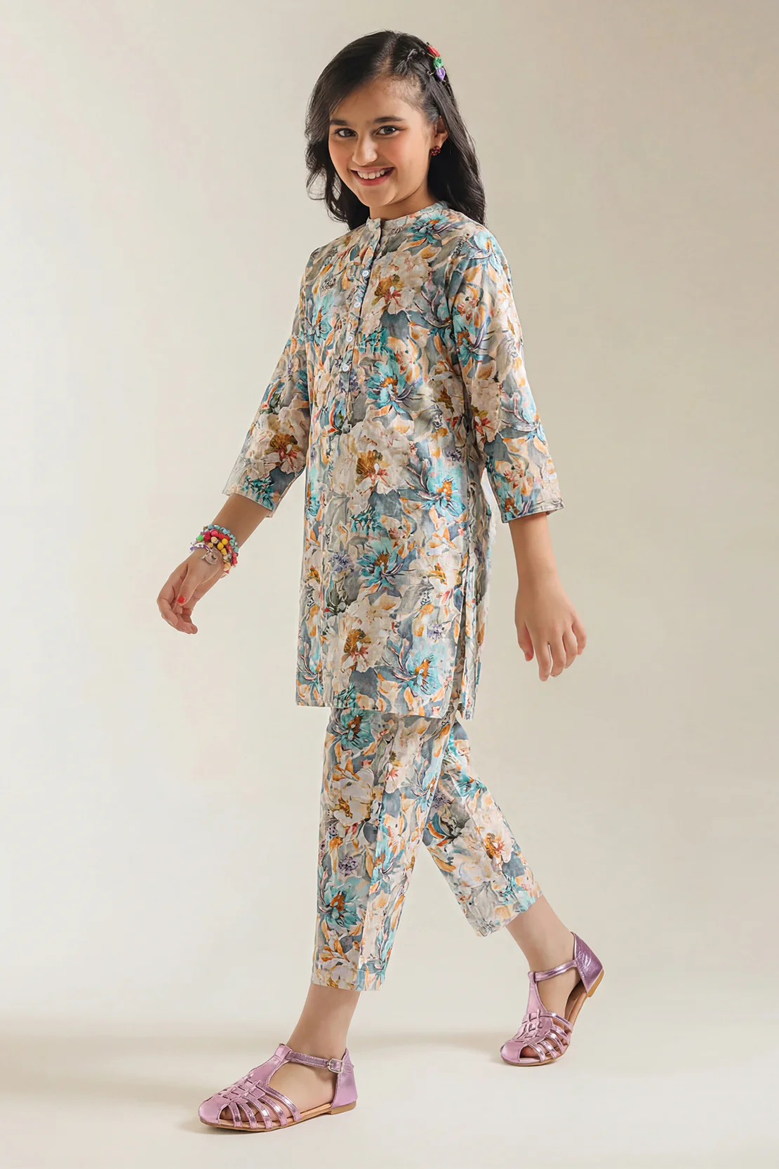 Printed Arabic Premium Lawn Stitched Shirt For Kids