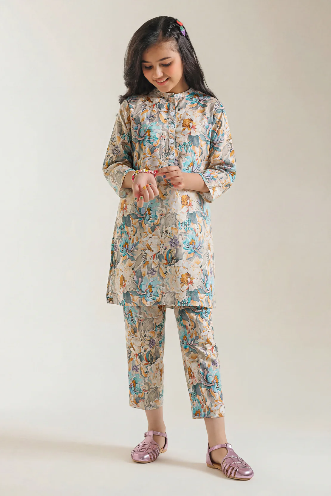 Printed Arabic Premium Lawn Stitched Shirt For Kids - Image 2