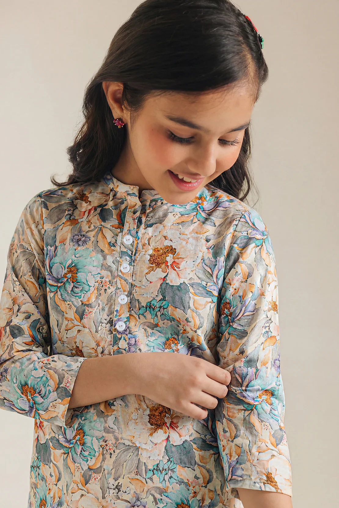 Printed Arabic Premium Lawn Stitched Shirt For Kids - Image 3