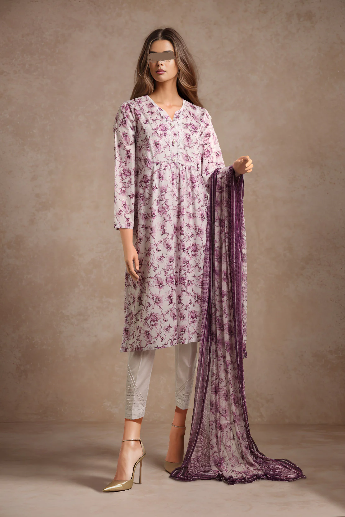 Printed Cambric Stitched 2 Piece (Shirt/Dupatta)